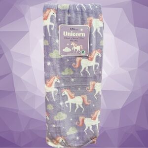 Unicorn Plush Throw Lavender Pink White Clouds Stars Valentines 50x60 NEW NWT